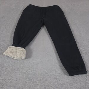 Eddie Bauer Jogger Mens L Black Faux Shearling Lined Tapered Fleece Sweatpants